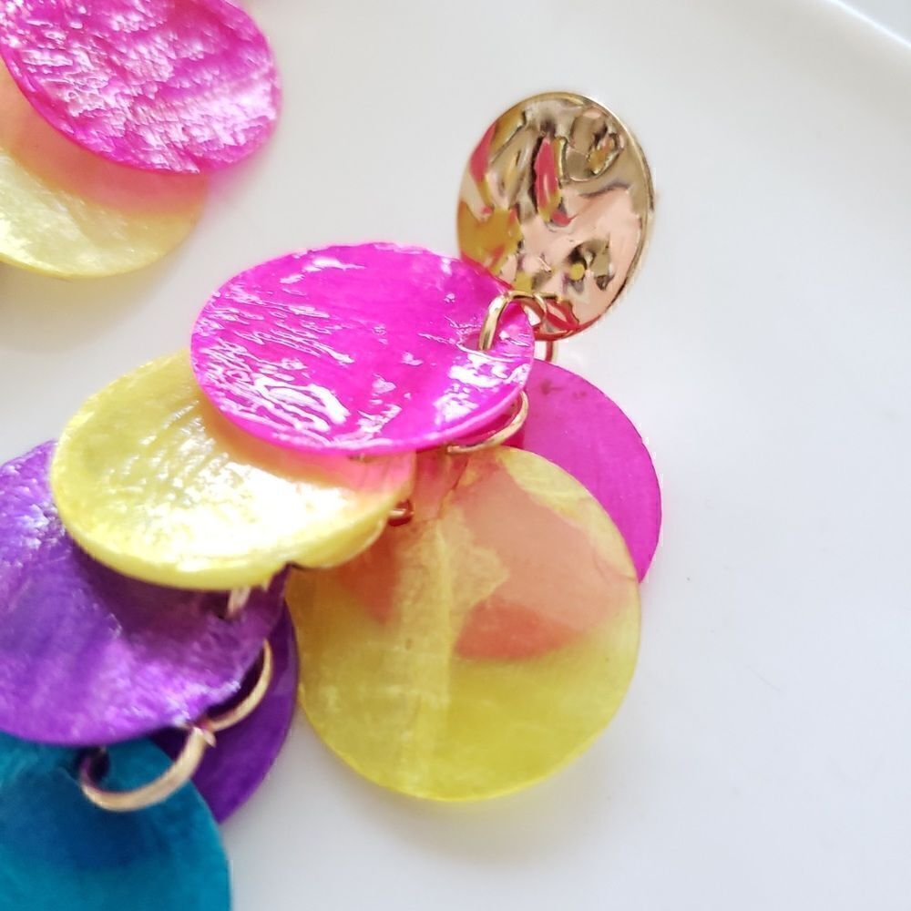 Zara MultiColored- Natural Shell  Earrings - Picture 3 of 10